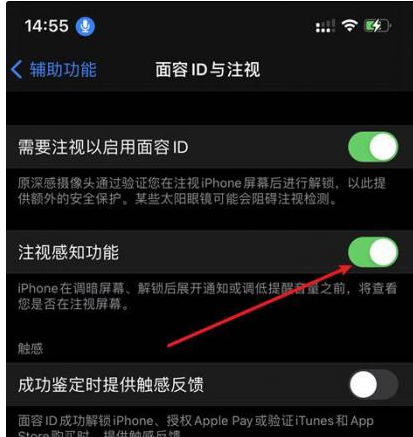 沙洋苹果14维修网点分享iPhone14注视感知功能有什么用 